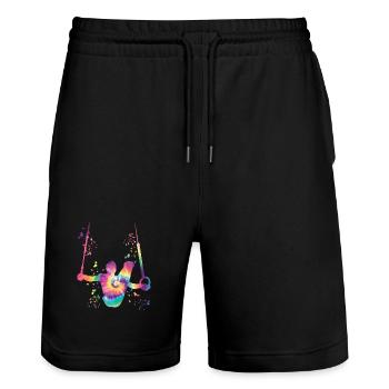 Artistic Gymnastics Rings Artistic Gymnastics - Stanley/Stella Trainer Unisex Organic Jogging Shorts - black - Front - Nik (191cm) & Marisol (170cm)