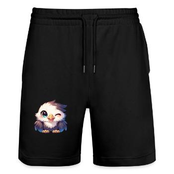 Adler - Stanley/Stella Unisex Bio Joggingshorts Trainer  - Schwarz - Vorne - Nik (191cm) & Marisol (170cm)
