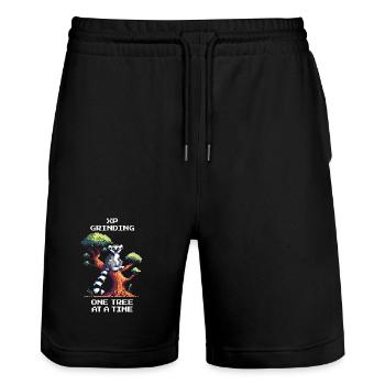 XP grinden: ein Baum nach dem anderen | Lemur - Stanley/Stella Unisex Bio Joggingshorts Trainer  - Schwarz - Vorne - Nik (191cm) & Marisol (170cm)