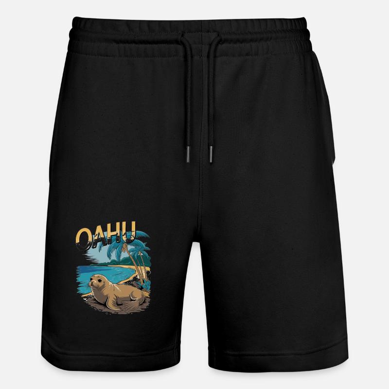 Oahu Tropical Seal Beach Scène paradisiaque - Short de jogging bio TRAINER Stanley/Stella unisexe - noir