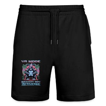 Birthday Gamer VR - Stanley/Stella Trainer Unisex Organic Jogging Shorts - black - Front - Nik (191cm) & Marisol (170cm)