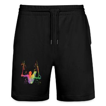 Artistic Gymnastics Rings Artistic Gymnastics - Stanley/Stella Trainer Unisex Organic Jogging Shorts - black - Front - Nik (191cm) & Marisol (170cm)