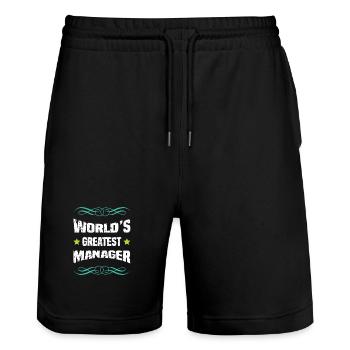 Weltbester Manager - Stanley/Stella Unisex Bio Joggingshorts Trainer  - Schwarz - Vorne - Nik (191cm) & Marisol (170cm)