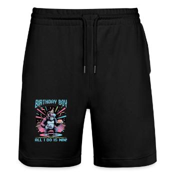 Birthday Gamer VR - Stanley/Stella Trainer Unisex Organic Jogging Shorts - black - Front - Nik (191cm) & Marisol (170cm)