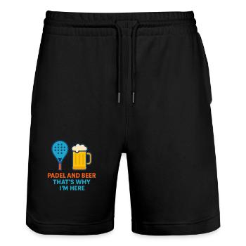 Padel And Beer That's Why I'm Here Fun Padel - Stanley/Stella Trainer Unisex Organic Jogging Shorts - black - Front - Nik (191cm) & Marisol (170cm)
