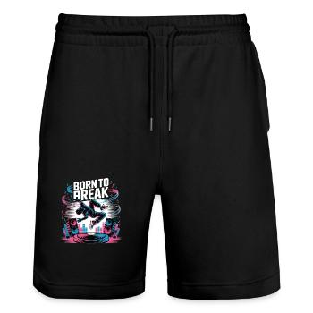 Streetdance Beat – Urban DJ Musik Design - Stanley/Stella Unisex Bio Joggingshorts Trainer  - Schwarz - Vorne - Nik (191cm) & Marisol (170cm)