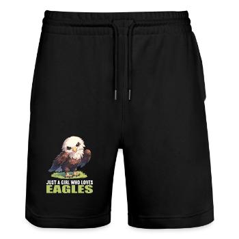Adler - Stanley/Stella Unisex Bio Joggingshorts Trainer  - Schwarz - Vorne - Nik (191cm) & Marisol (170cm)