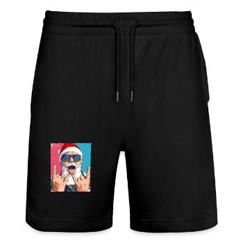 Père Noël Fête Drôle Noël - Short de jogging bio TRAINER Stanley/Stella unisexe - noir - Devant - Nik (191cm) & Marisol (170cm)
