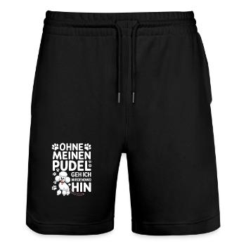 Ohne Meinen Pudel Geh Ich Hin - Stanley/Stella Unisex Bio Joggingshorts Trainer  - Schwarz - Vorne - Nik (191cm) & Marisol (170cm)