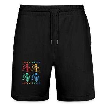 Armbruch Halloween Skelett Knochen Knochenbruch - Stanley/Stella Unisex Bio Joggingshorts Trainer  - Schwarz - Vorne - Nik (191cm) & Marisol (170cm)