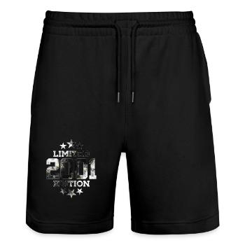 LIMITED EDITION 2001 25TH BIRTHDAY - Stanley/Stella Trainer Unisex Organic Jogging Shorts - black - Front - Nik (191cm) & Marisol (170cm)