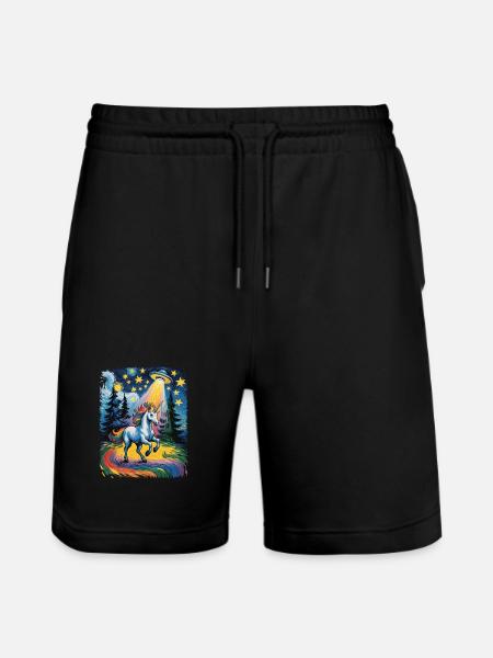 Leuchtendes Einhorn im Sternenrausch - Stanley/Stella Unisex Bio Joggingshorts Trainer - Schwarz