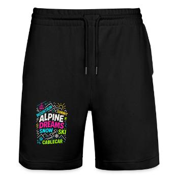 Rêves alpins | Conception de skis d’hiver - Short de jogging bio TRAINER Stanley/Stella unisexe - noir - Devant - Nik (191cm) & Marisol (170cm)