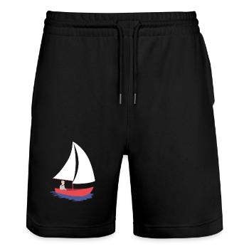 Nautic Design Sailboat Serenity in Red Hull - Stanley/Stella Trainer Unisex Organic Jogging Shorts - black - Front - Nik (191cm) & Marisol (170cm)