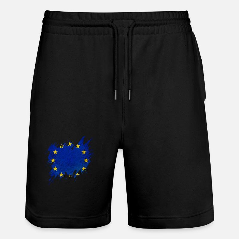 Drapeau de l’Europe, style déchiré - Short de jogging bio TRAINER Stanley/Stella unisexe - noir