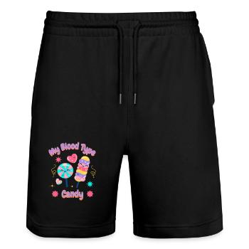 Sugar Addict Sweet Tooth Mode Drôle de bonbon - Short de jogging bio TRAINER Stanley/Stella unisexe - noir - Devant - Nik (191cm) & Marisol (170cm)