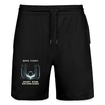 Bosskampf Wildschwein | Wald Bushcraft Jäger - Stanley/Stella Trainer Unisex Organic Jogging Shorts - black - Front - Nik (191cm) & Marisol (170cm)