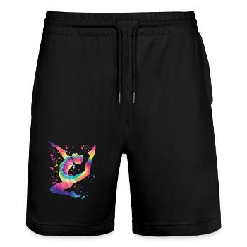 Turner Boden Kunstturnen - Stanley/Stella Unisex Bio Joggingshorts Trainer  - Schwarz - Vorne - Nik (191cm) & Marisol (170cm)