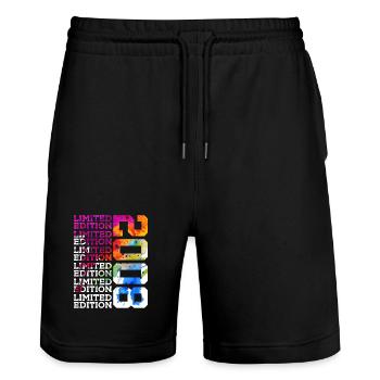 LIMITED EDITION 2008 18 YEARS 18TH BIRTHDAY - Stanley/Stella Trainer Unisex Organic Jogging Shorts - black - Front - Nik (191cm) & Marisol (170cm)
