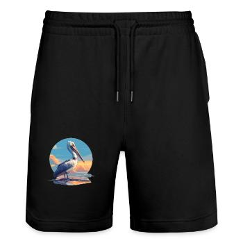 Pelicans Pelican - Stanley/Stella Trainer Unisex Organic Jogging Shorts - black - Front - Nik (191cm) & Marisol (170cm)