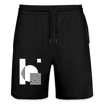 Geometric Mono Circle Stripes - Stanley/Stella Trainer Unisex Organic Jogging Shorts - black - Front - Nik (191cm) & Marisol (170cm)