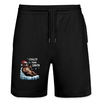 Santa lustiges Weihnachtachten mit Spruch - Stanley/Stella Unisex Bio Joggingshorts Trainer  - Schwarz - Vorne - Nik (191cm) & Marisol (170cm)