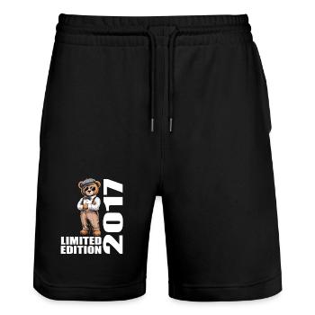 2017 Édition Limitée Ours Anniversaire 2017 - Short de jogging bio TRAINER Stanley/Stella unisexe - noir - Devant - Nik (191cm) & Marisol (170cm)