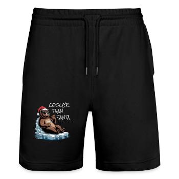 Santa lustiges Weihnachtachten mit Spruch - Stanley/Stella Unisex Bio Joggingshorts Trainer  - Schwarz - Vorne - Nik (191cm) & Marisol (170cm)