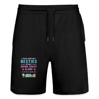 Secrétaire d’école Secrétaire d’école - Short de jogging bio TRAINER Stanley/Stella unisexe - noir - Devant - Nik (191cm) & Marisol (170cm)