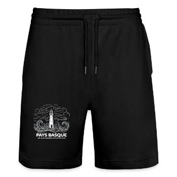 Pays Basque Fierté Bayonne Biarritz Plages Océan - Short de jogging bio TRAINER Stanley/Stella unisexe - noir - Devant - Nik (191cm) & Marisol (170cm)