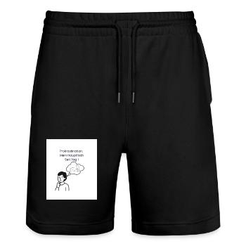 Procrastination: Major since day 1 - Stanley/Stella Trainer Unisex Organic Jogging Shorts - black - Front - Nik (191cm) & Marisol (170cm)