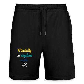 Mental Flight Mode - Stanley/Stella Trainer Unisex Organic Jogging Shorts - black - Front - Nik (191cm) & Marisol (170cm)