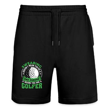 golfe - Short de jogging bio TRAINER Stanley/Stella unisexe - noir - Devant - Nik (191cm) & Marisol (170cm)