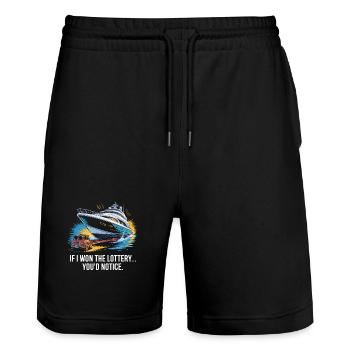 Funny If I Won The Lottery You'd Notice Yacht boat - Stanley/Stella Trainer Unisex Organic Jogging Shorts - black - Front - Nik (191cm) & Marisol (170cm)