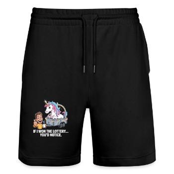 Funny If I Won The Lottery You'd Notice Yacht boat - Stanley/Stella Trainer Unisex Organic Jogging Shorts - black - Front - Nik (191cm) & Marisol (170cm)