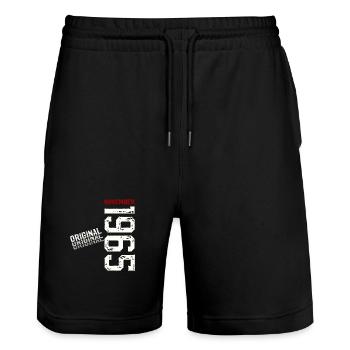 60. Geburtstag Original November Jahrgang 1965  - Stanley/Stella Unisex Bio Joggingshorts Trainer  - Schwarz - Vorne - Nik (191cm) & Marisol (170cm)