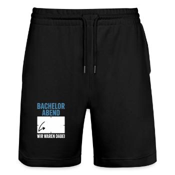 Junggesellenabschied JGA Bachelor Gästebuch - Stanley/Stella Unisex Bio Joggingshorts Trainer  - Schwarz - Vorne - Nik (191cm) & Marisol (170cm)