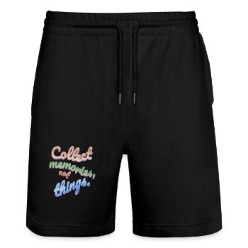 Collect Memories Not Things - Stanley/Stella Trainer Unisex Organic Jogging Shorts - black - Front - Nik (191cm) & Marisol (170cm)