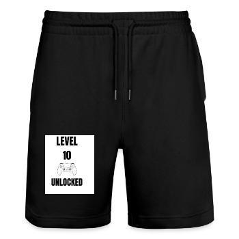 Level 10 Unlocked - Birthday T-Shirt Gamer - Stanley/Stella Trainer Unisex Organic Jogging Shorts - black - Front - Nik (191cm) & Marisol (170cm)