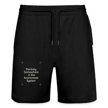 Spacecore Cosmic Humor Galaxy Universe Quote - Stanley/Stella Trainer Unisex Organic Jogging Shorts - black - Front - Nik (191cm) & Marisol (170cm)