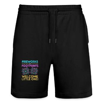 Gender Reveal Neues Jahr - Stanley/Stella Unisex Bio Joggingshorts Trainer  - Schwarz - Vorne - Nik (191cm) & Marisol (170cm)