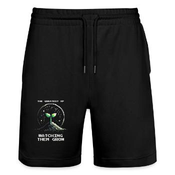 Le meilleur XP | Regarder les enfants grandir - Short de jogging bio TRAINER Stanley/Stella unisexe - noir - Devant - Nik (191cm) & Marisol (170cm)