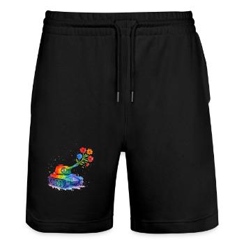 Rainbow Tank Peace – Watercolor Antiwar - Stanley/Stella Trainer Unisex Organic Jogging Shorts - black - Front - Nik (191cm) & Marisol (170cm)