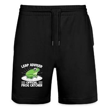 Frog Catcher Leap Adviser Frog - Stanley/Stella Trainer Unisex Organic Jogging Shorts - black - Front - Nik (191cm) & Marisol (170cm)