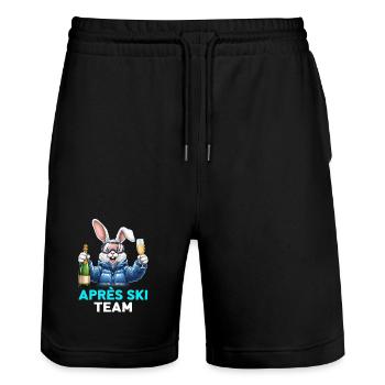 Après-ski bunny pink bunny - Stanley/Stella Trainer Unisex Organic Jogging Shorts - black - Front - Nik (191cm) & Marisol (170cm)