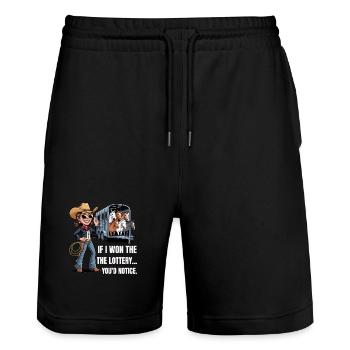 Funny If I Won The Lottery You'd Notice Yacht boat - Stanley/Stella Trainer Unisex Organic Jogging Shorts - black - Front - Nik (191cm) & Marisol (170cm)