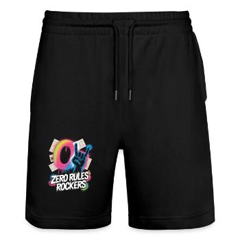 Zero Rules Rockers Punk Rock Music - Stanley/Stella Trainer Unisex Organic Jogging Shorts - black - Front - Nik (191cm) & Marisol (170cm)