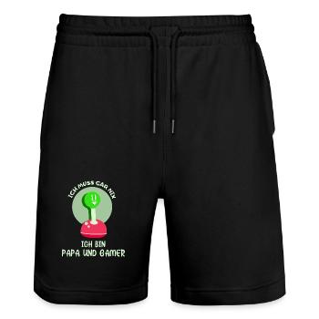 Father's Day Father Gamer Gaming Video Games Dad - Stanley/Stella Trainer Unisex Organic Jogging Shorts - black - Front - Nik (191cm) & Marisol (170cm)