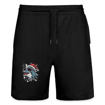 Dauphin Noël Drôle - Short de jogging bio TRAINER Stanley/Stella unisexe - noir - Devant - Nik (191cm) & Marisol (170cm)