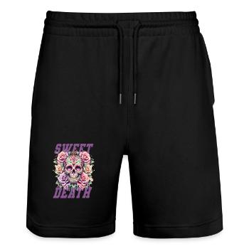 Flowers Skull Beauty Bloom - Stanley/Stella Trainer Unisex Organic Jogging Shorts - black - Front - Nik (191cm) & Marisol (170cm)